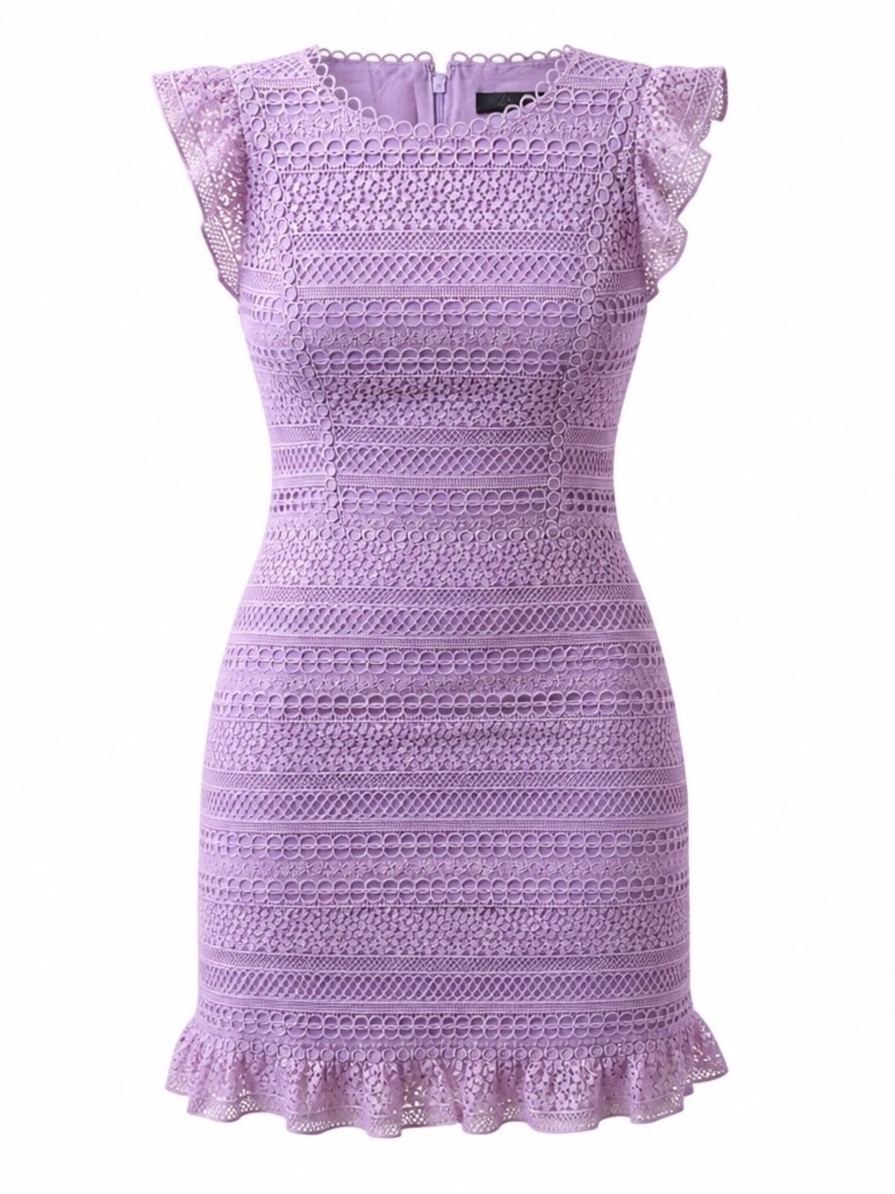 J. Crew Lavender Crochet Cap-Sleeve Mini Dress